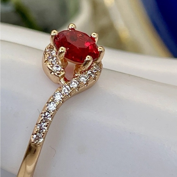 Zales Jewelry - ZALES 14k Solid Rose Gold,  1.30ct Amethyst & Sapphire ring. Size 7